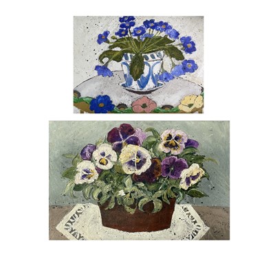 Lot 114 - Minou STEINER (1940-2008) Still Life - Pansies...