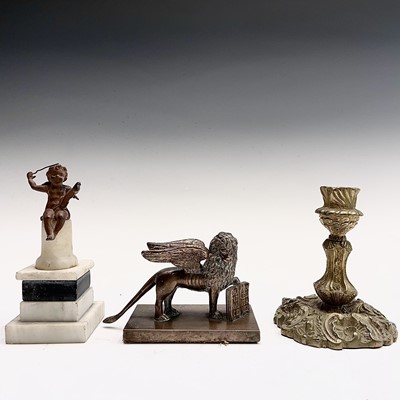 Lot 69 - A cast bronze grand tour figure of a winged...