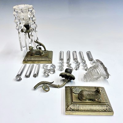 Lot 49 - A pair of Regency brass and cut glass lustre...