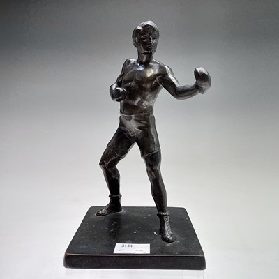 Lot 126 - A patinated spelter figure of a pugilist,...