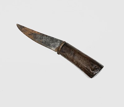 Lot 293 - A Kris, with carved wood grip and bone mounted...