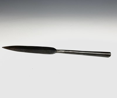 Lot 293 - A Kris, with carved wood grip and bone mounted...
