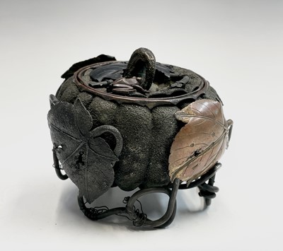 Lot 95 - A Japanese bronze and metal censer and cover...