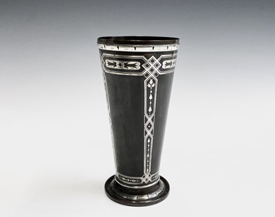 Lot 231 - A copper vase, circa 1900, with inlaid silver...