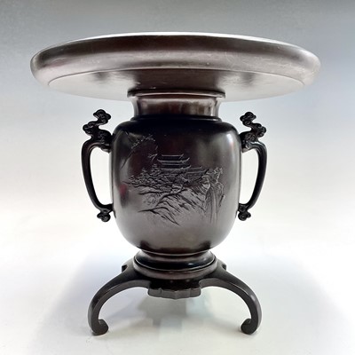 Lot 60 - A Japanese bronze three-piece usubata, Meiji...