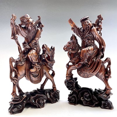 Lot 88 - A pair of Chinese wood figures, 19th century,...
