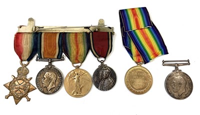 Lot 291 - WWI Medals. 1914/15 trio and 1935 Jubilee...
