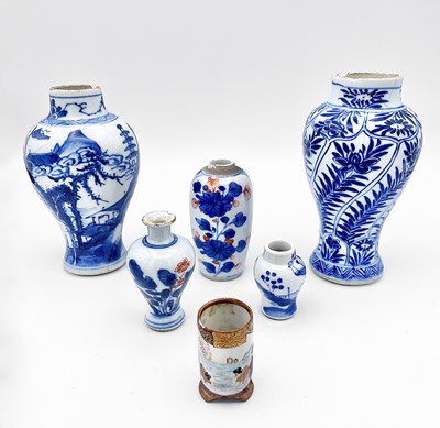 Lot 73 - Five Chinese blue and white porcelain vases,...