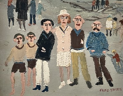 Lot 102 - Fred YATES (1922-2008) Family Group Oil on...
