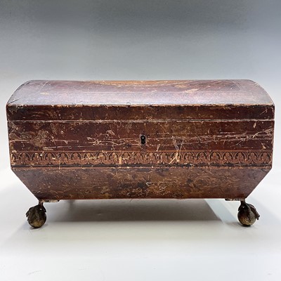Lot 6 - A Regency painted faux bois dome top workbox,...