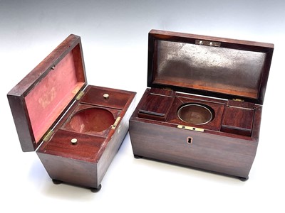 Lot 7 - A William IV mahogany sarcophagus shape tea...