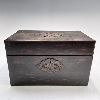 Lot 25 - An early Victorian Coromandel wood tea caddy,...