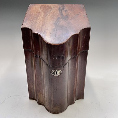 Lot 26 - A George III mahogany slope front knife box,...