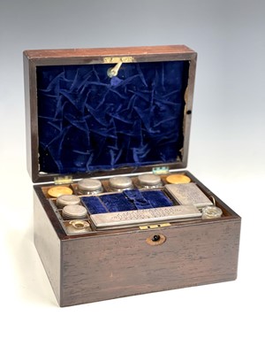 Lot 76 - A Victorian rosewood travelling vanity box,...