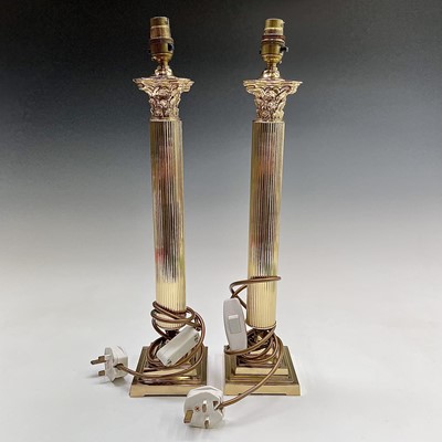 Lot 82 - A pair of late 20th century brass Corinthian...