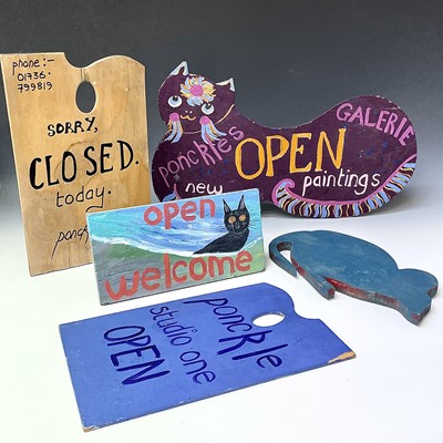 Lot 1007 - PONKLE (1934-2012) A painted wooden sign in...