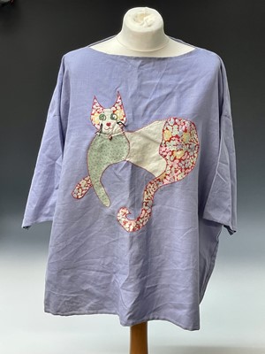 Lot 1008 - PONKLE (1934-2012) Two cat embroidered linen t-...