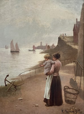 Lot 260 - W RICHARDS   Newlyn Harbour Oil on canvas 40x30cm