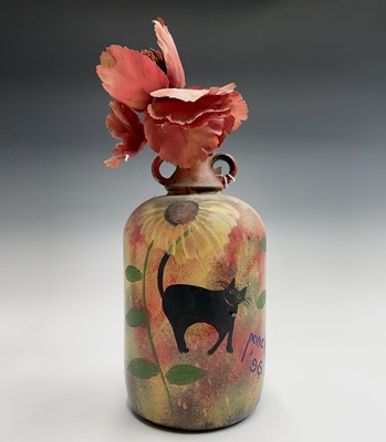 Lot 1013 - PONKLE (1934-2012) Black Cat and Sunflowers A...