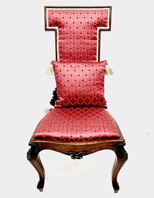 Lot 3112 - A Victorian walnut prayer chair with a padded...