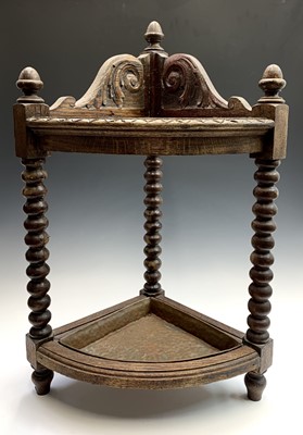 Lot 3181 - A Victorian carved oak corner stick stand,...