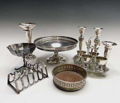 Lot 98 - A collection of plated ware comprising pair of...