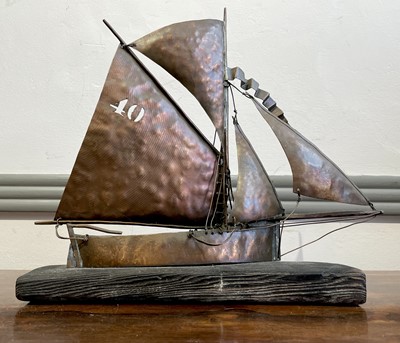 Lot 37 - Mark PENROSE Copper Fishing Lugger Height 32cm...