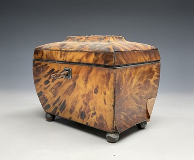 Lot 175 - An early Victorian tortoiseshell tea caddy,...