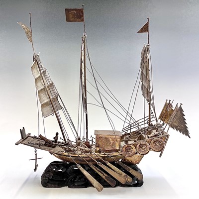 Lot 83 - A Chinese gilt metal model of a junk, early...