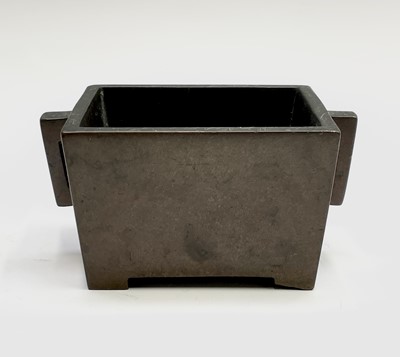 Lot 55 - A Chinese bronze rectangular censer, Qing...