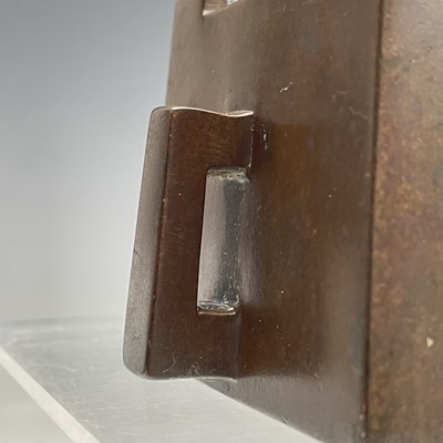 Lot 55 - A Chinese bronze rectangular censer, Qing...