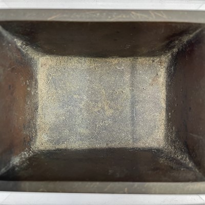 Lot 55 - A Chinese bronze rectangular censer, Qing...