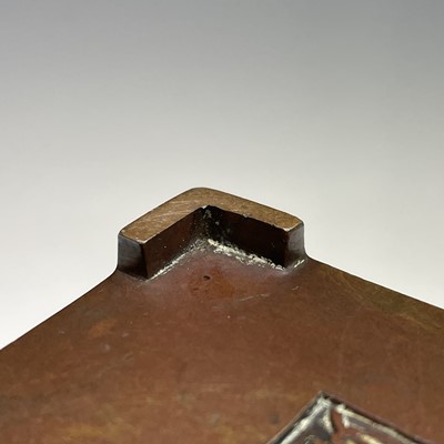 Lot 55 - A Chinese bronze rectangular censer, Qing...