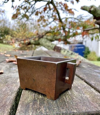 Lot 55 - A Chinese bronze rectangular censer, Qing...