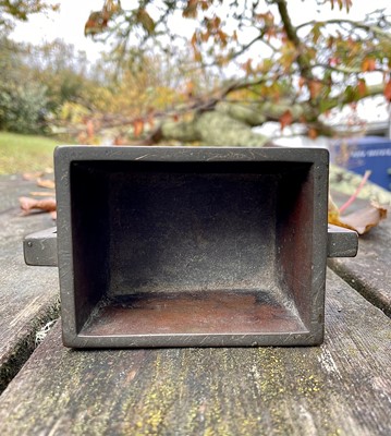 Lot 55 - A Chinese bronze rectangular censer, Qing...