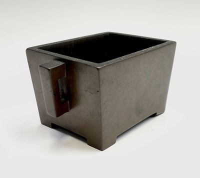 Lot 55 - A Chinese bronze rectangular censer, Qing...