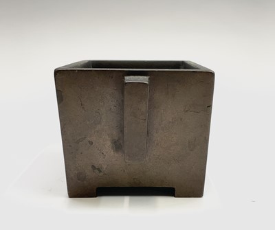 Lot 55 - A Chinese bronze rectangular censer, Qing...
