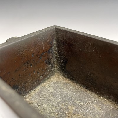 Lot 55 - A Chinese bronze rectangular censer, Qing...