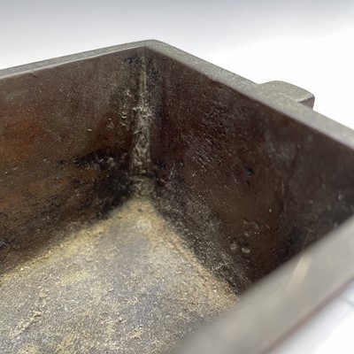 Lot 55 - A Chinese bronze rectangular censer, Qing...