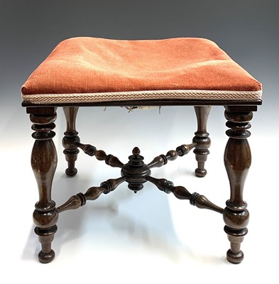 Lot 3187 - A Victorian rosewood stool, raised on baluster...