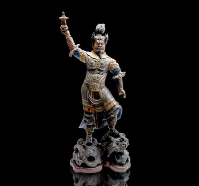 Lot 53 - A large Chinese carved wood figure of a...
