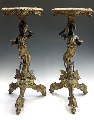 Lot 3147 - A pair of Venetian gilt and polychrome...