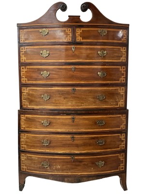Lot 3153 - A Regency mahogany and satinwood banded bow...