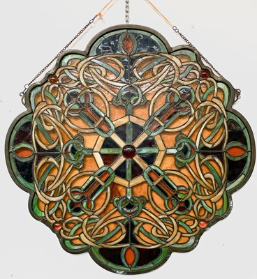 Lot 271 - A MeydaTiffany amber and marbled green stained...