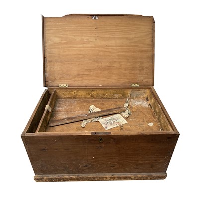 Lot 3184 - A Victorian pine trunk, fitted with handles...
