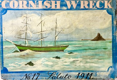 Lot 201 - A painted rectangular panel entitled 'Cornish...