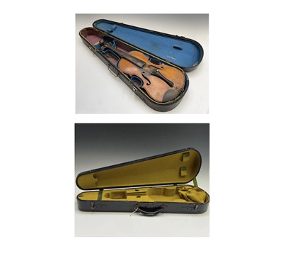 Lot 207 - A violin with two piece back, LOB 35.5cm,...