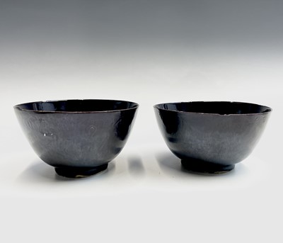 Lot 39 - A near pair of Chinese aubergine glazed...