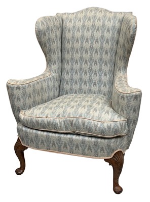 Lot 3207 - George III style upholstered wing armchair...