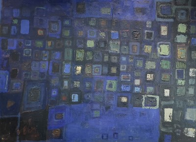 Lot 108 - Jeff HARRIS (1932) Winter Squares (Blue) Oil...